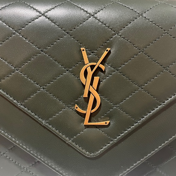 Saint Laurent Medium Gaby Quilted Leather Shoulder Bag Green VERT FONCE NEW YSL - Picture 13 of 15